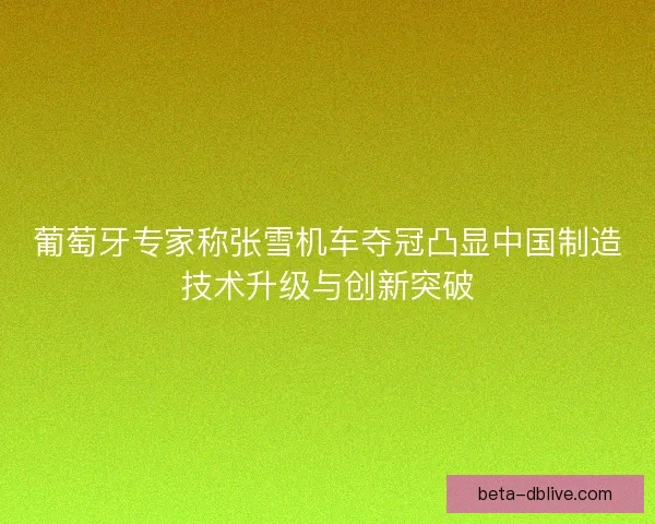 葡萄牙专家称张雪机车夺冠凸显中国制造技术升级与创新突破 葡萄牙专家称张雪机车夺冠凸显中国制造技术升级与创新突破
